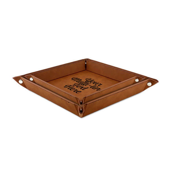 Multiline Text Leather Valet Trays - TRAYS STACKED (both trays)