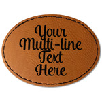 Multiline Text Faux Leather Iron On Patch - Oval (Personalized)