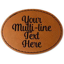 Multiline Text Faux Leather Iron On Patch - Oval (Personalized)
