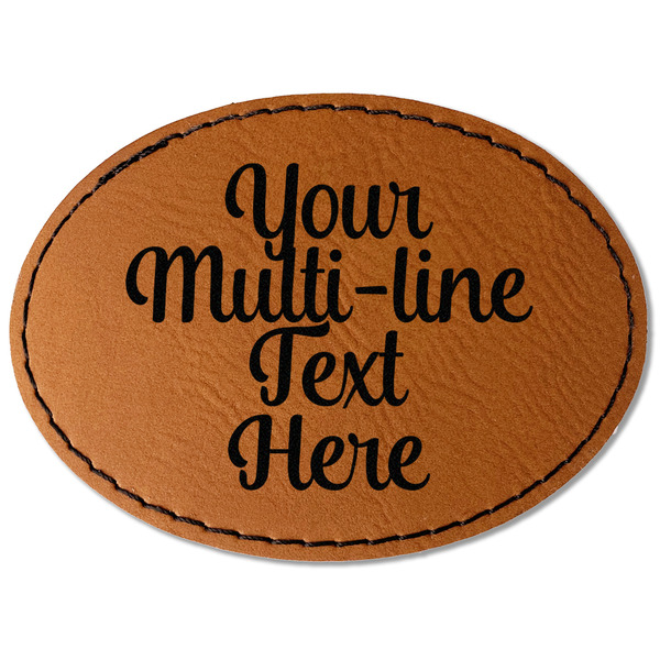 Custom Multiline Text Faux Leather Iron On Patch - Oval (Personalized)