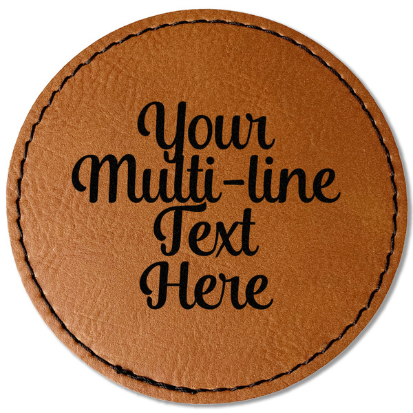 Custom Multiline Text Faux Leather Iron On Patch - Round (Personalized)