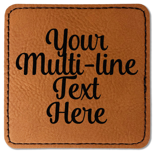 Custom Multiline Text Faux Leather Iron On Patch - Square (Personalized)