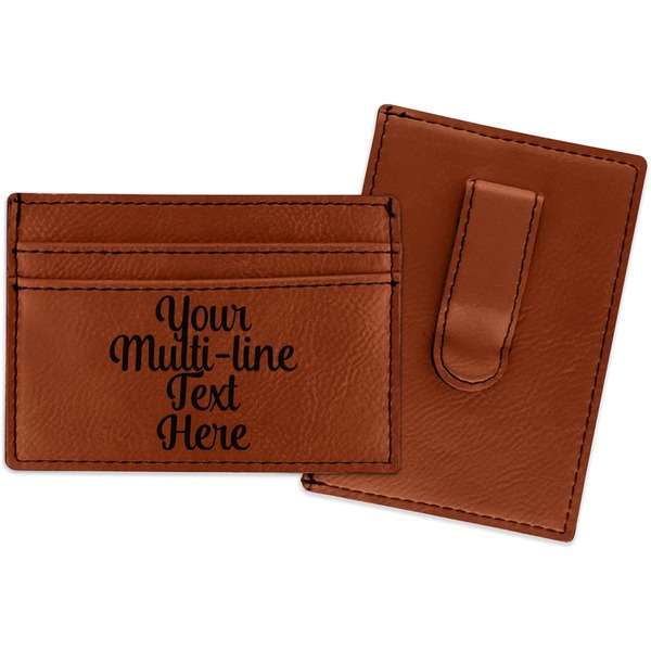 Custom Multiline Text Leatherette Wallet with Money Clip (Personalized)