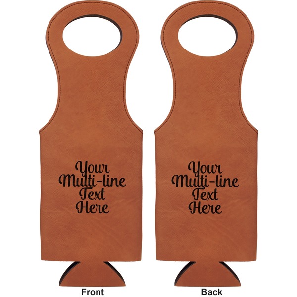 Multiline Text Leatherette Wine Tote Double Sided - Front and Back