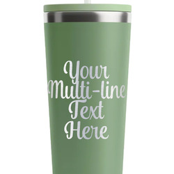 Multiline Text RTIC Everyday Tumbler with Straw - 28oz - Light Green - Single-Sided (Personalized)