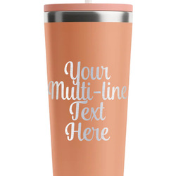 Multiline Text RTIC Everyday Tumbler with Straw - 28oz - Peach - Double-Sided (Personalized)