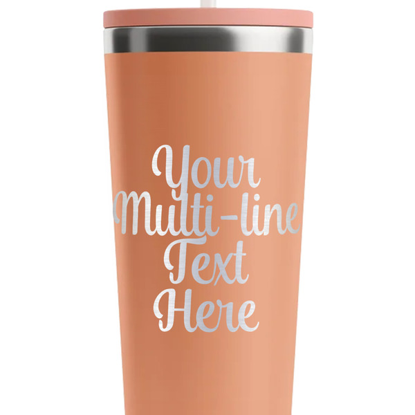 Multiline Text Peach RTIC Everyday Tumbler - 28 oz. - Close Up