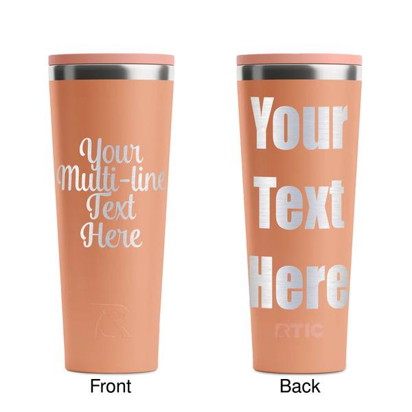 Multiline Text Peach RTIC Everyday Tumbler - 28 oz. - Front and Back