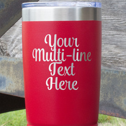 Multiline Text 20 oz Stainless Steel Tumbler - Red - Single-Sided (Personalized)
