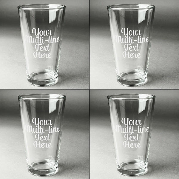 Multiline Text Set of Four Engraved Beer Glasses - Individual View