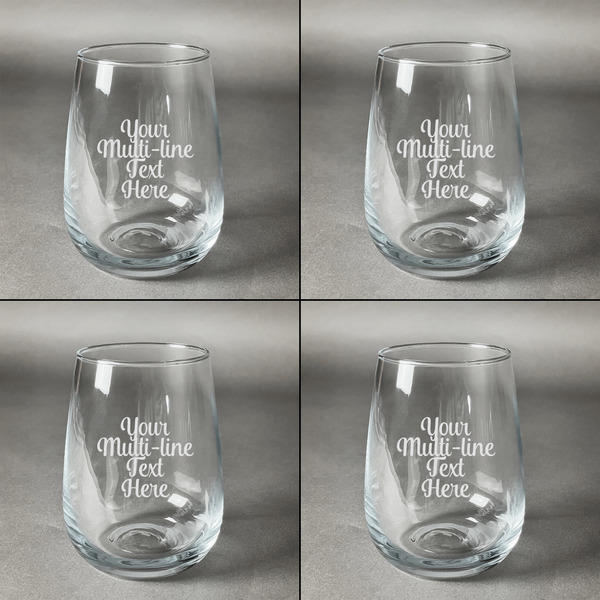 Multiline Text Set of Four Personalized Stemless Wineglasses (Approval)