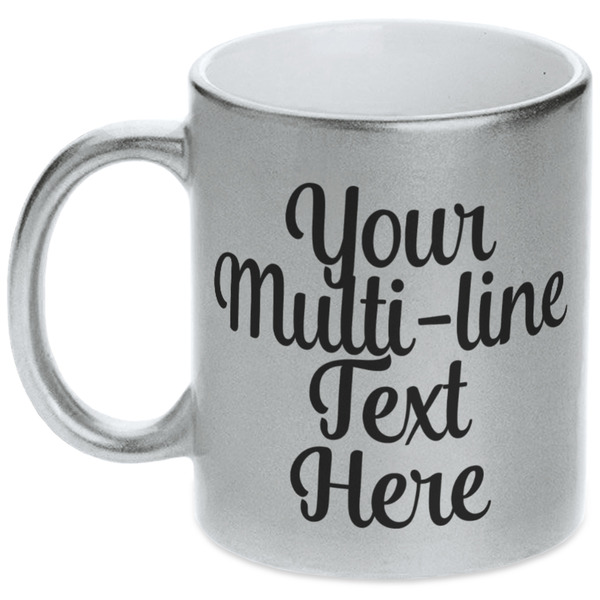 Custom Multiline Text Metallic Silver Mug (Personalized)