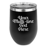 Multiline Text Stemless Stainless Steel Wine Tumbler - Black - Double-Sided (Personalized)