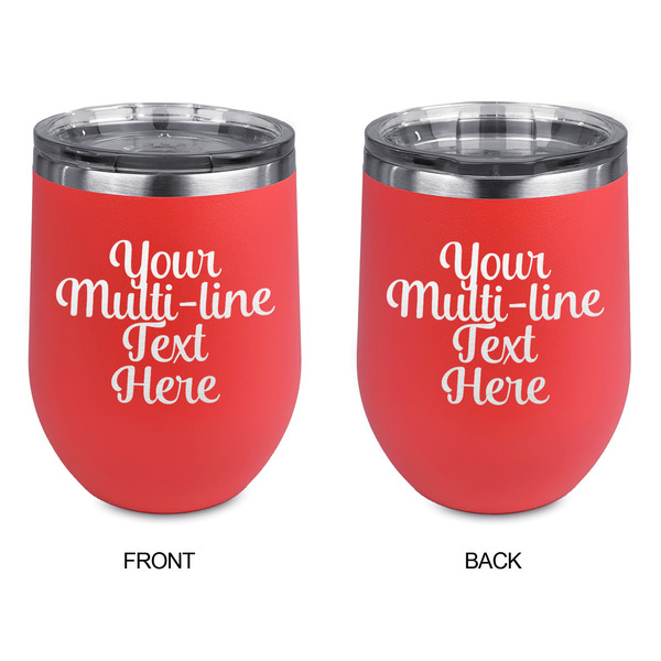 Multiline Text Stainless Wine Tumblers - Coral - Double Sided - Approval