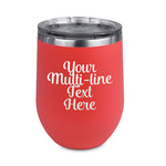 Multiline Text Stemless Stainless Steel Wine Tumbler - Coral - Single-Sided (Personalized)