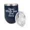 Multiline Text Stainless Wine Tumblers - Navy - Double Sided - Alt View