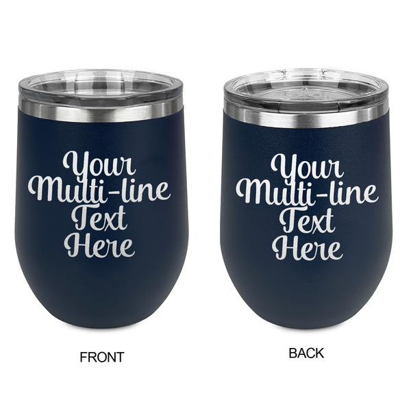 Multiline Text Stainless Wine Tumblers - Navy - Double Sided - Approval