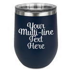 Multiline Text Stemless Stainless Steel Wine Tumbler - Navy - Double-Sided (Personalized)