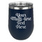 Multiline Text Stainless Wine Tumblers - Navy - Double Sided - Front