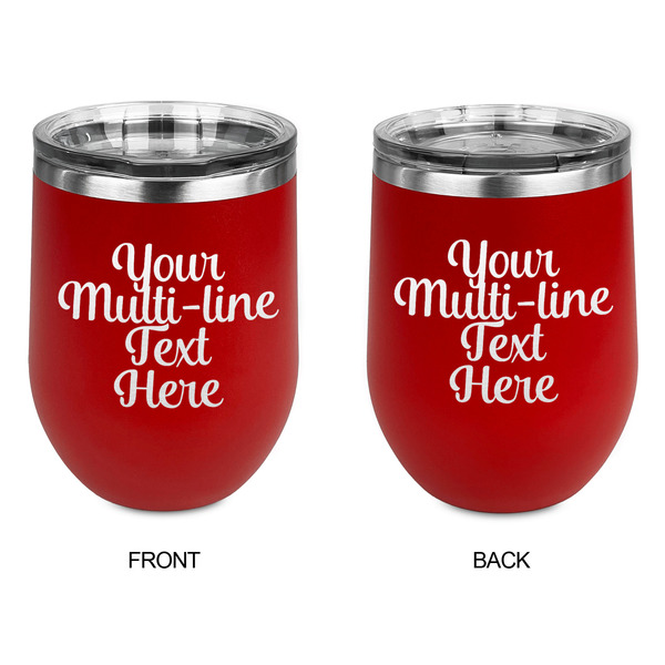 Multiline Text Stainless Wine Tumblers - Red - Double Sided - Approval