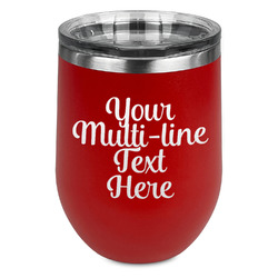Multiline Text Stemless Stainless Steel Wine Tumbler - Red - Double-Sided (Personalized)