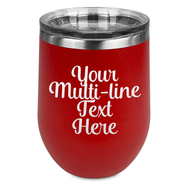 Custom Multiline Text Stemless Stainless Steel Wine Tumbler - Red - Double-Sided (Personalized)