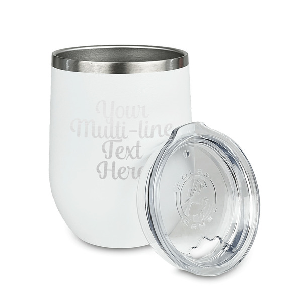 Multiline Text Stainless Wine Tumblers - White - Single Sided - Alt View