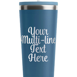Multiline Text RTIC Everyday Tumbler with Straw - 28oz - Steel Blue - Double-Sided (Personalized)