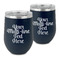 Multiline Text Steel Wine Tumbler - Blue - Front and Back