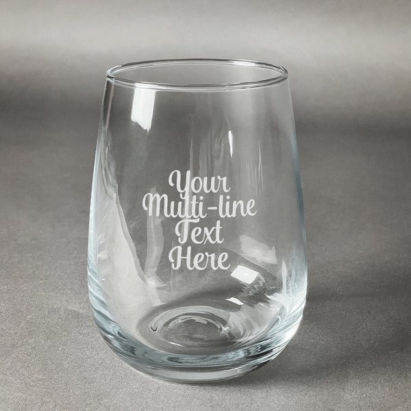 Custom Multiline Text Stemless Wine Glass - Laser Engraved- Single (Personalized)