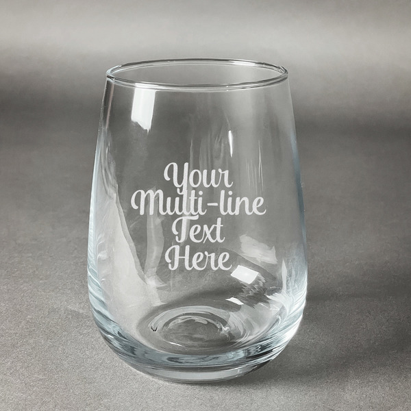 Custom Multiline Text Stemless Wine Glass - Laser Engraved (Personalized)