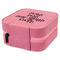 Multiline Text Travel Jewelry Boxes - Leather - Pink - View from Rear
