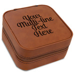 Multiline Text Travel Jewelry Box - Rawhide Leather (Personalized)
