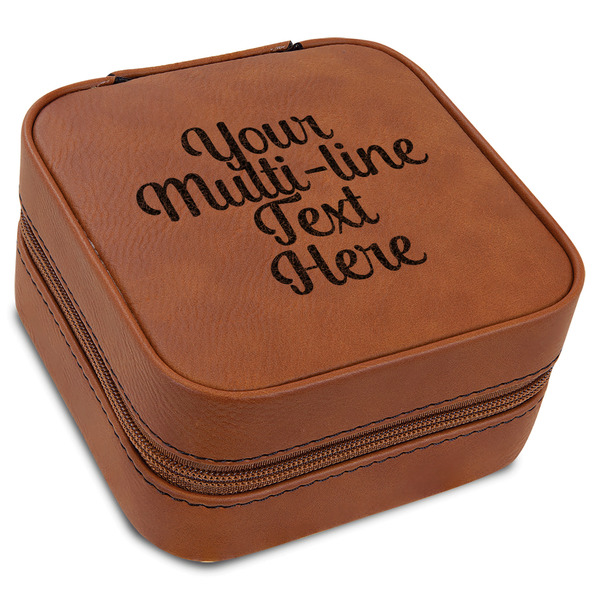 Custom Multiline Text Travel Jewelry Box - Leather (Personalized)