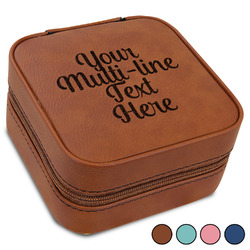 Multiline Text Travel Jewelry Box - Leather (Personalized)