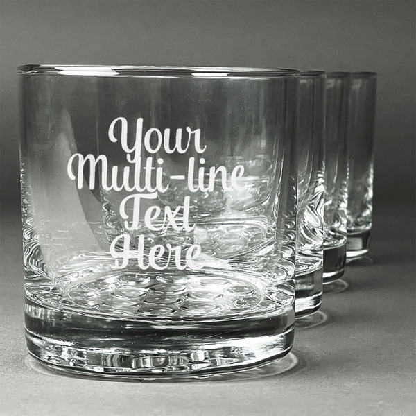 Custom Multiline Text Whiskey Glasses - Engraved - Set of 4 (Personalized)