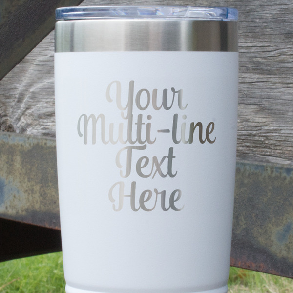 Multiline Text White Polar Camel Tumbler - 20oz - Close Up