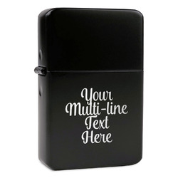Multiline Text Windproof Lighter - Black - Single-Sided & Lid Engraved (Personalized)