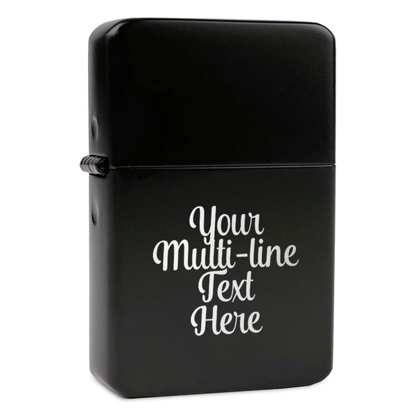 Custom Multiline Text Windproof Lighter - Black - Single-Sided & Lid Engraved (Personalized)