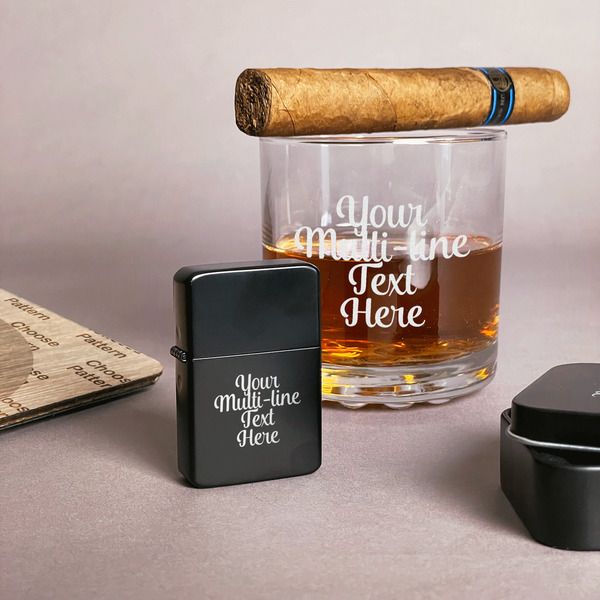 Multiline Text Windproof Lighters - Black - In Context