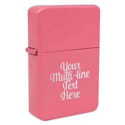 Multiline Text Windproof Lighter - Pink - Double-Sided & Lid Engraved (Personalized)