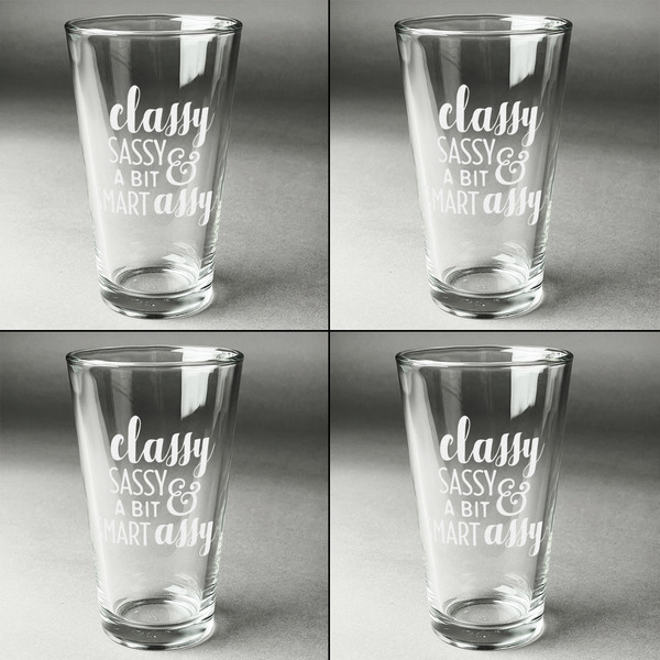 Sassy Quotes Set of Four Engraved Beer Glasses - Individual View