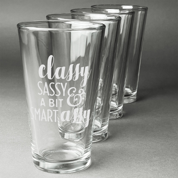 Sassy Quotes Set of Four Engraved Pint Glasses - Set View