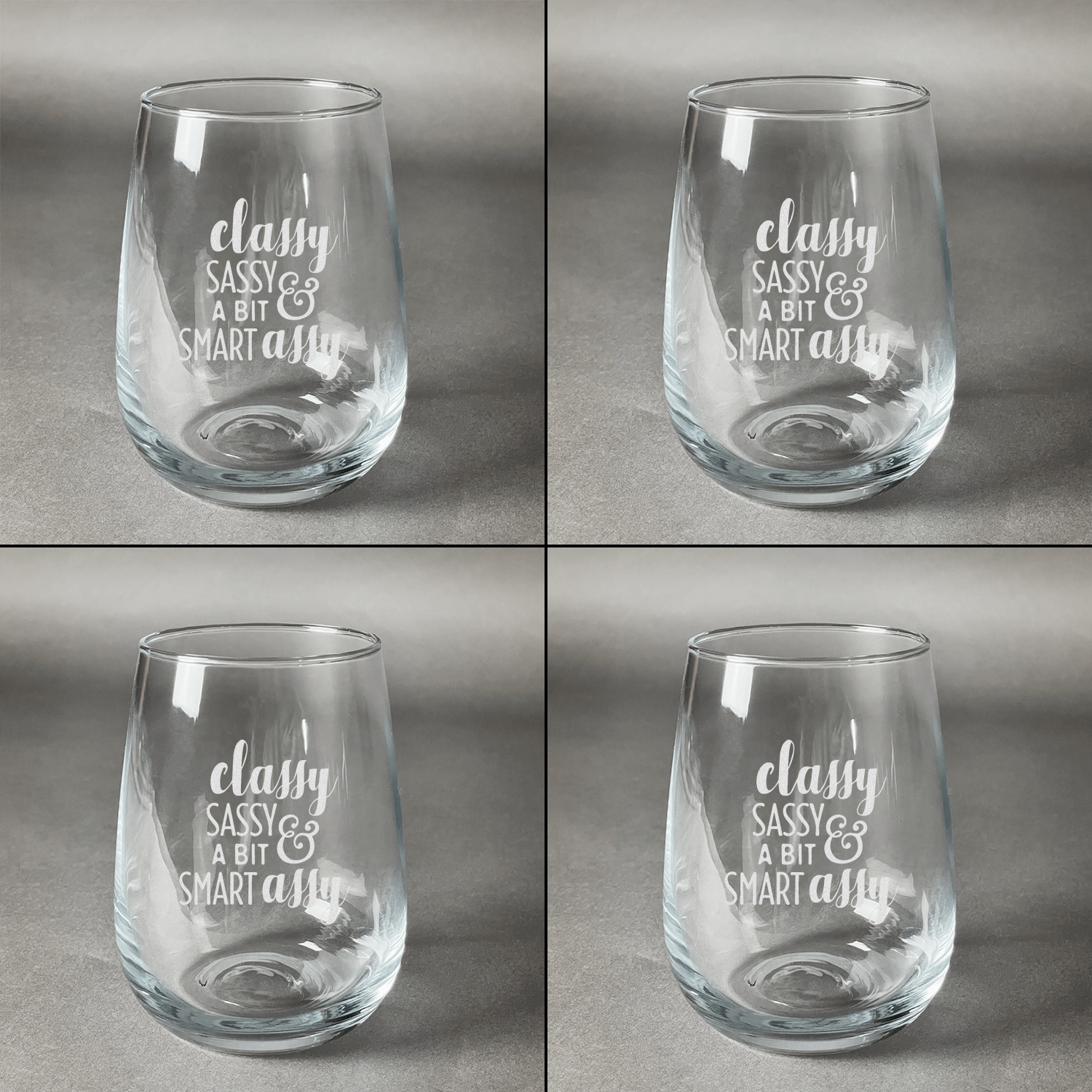 Sassy Quotes Wine Glasses (Stemless Set of 4) (Personalized