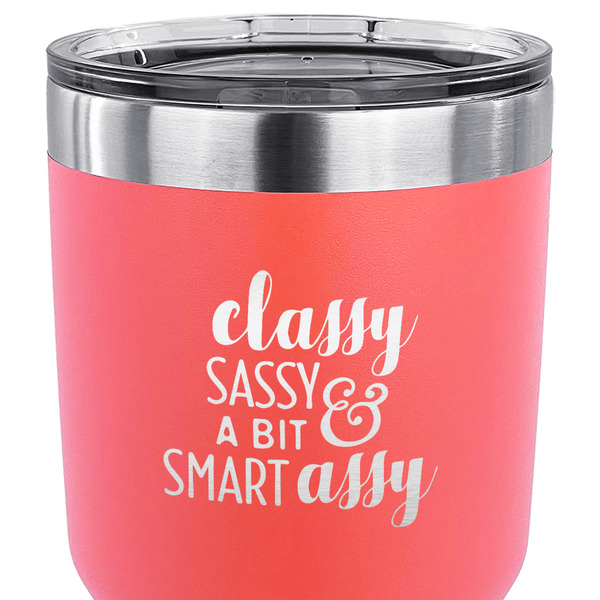 Sassy Quotes 30 oz Stainless Steel Ringneck Tumbler - Coral - CLOSE UP