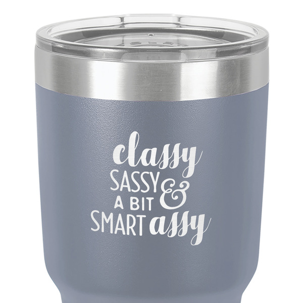 Sassy Quotes 30 oz Stainless Steel Ringneck Tumbler - Grey - Close Up