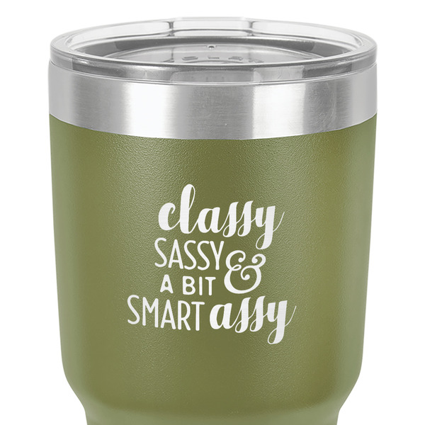 Sassy Quotes 30 oz Stainless Steel Ringneck Tumbler - Olive - Close Up