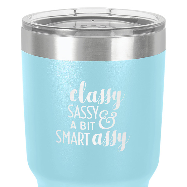 Sassy Quotes 30 oz Stainless Steel Ringneck Tumbler - Teal - Close Up