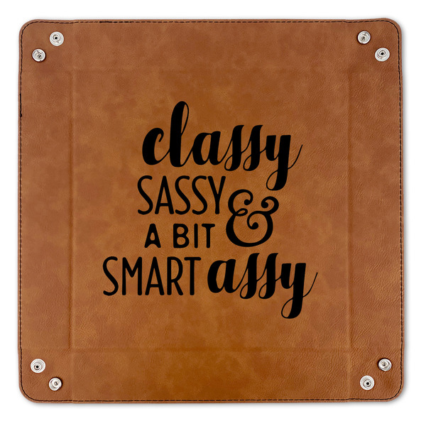 Sassy Quotes 9" x 9" Leatherette Snap Up Tray - APPROVAL (FLAT)