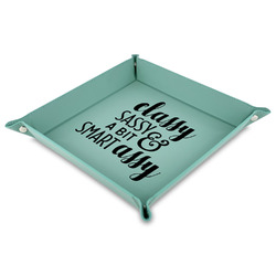 Sassy Quotes 9" x 9" Teal Faux Leather Valet Tray